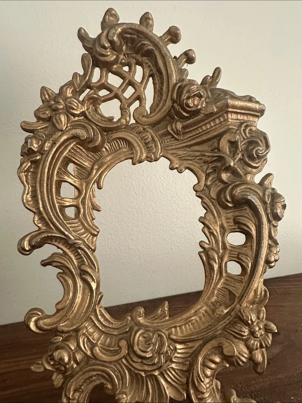 Vintage Italian Brass Ornate Picture Frame Rococo Dolphin Foot
